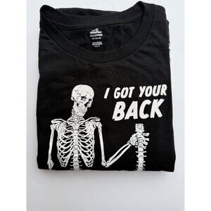 I Got Your Back Skeleton Graphic T-Shirt Celebrate Halloween 2XL Black Cotton Fu